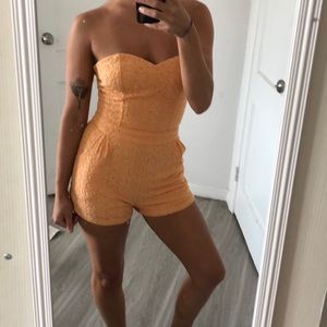Orange Eyelet Romper SM